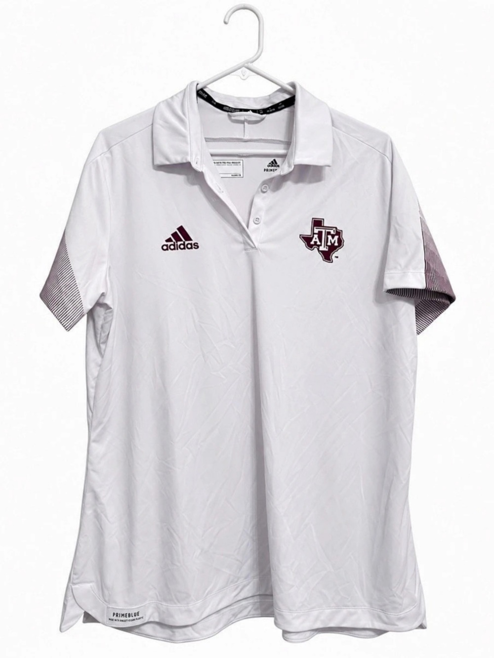 adidas Primeblue Texas A&M polo White & Maroon 2XL